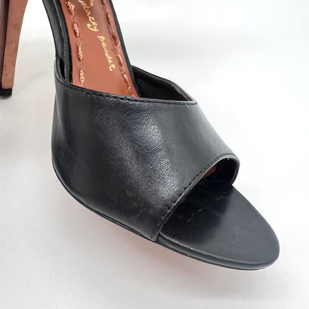 ALICE + OLIVIA Gwennie Ankle Wrap Strap Heels Womens 39 Black Brown Leather - Picture 14 of 14